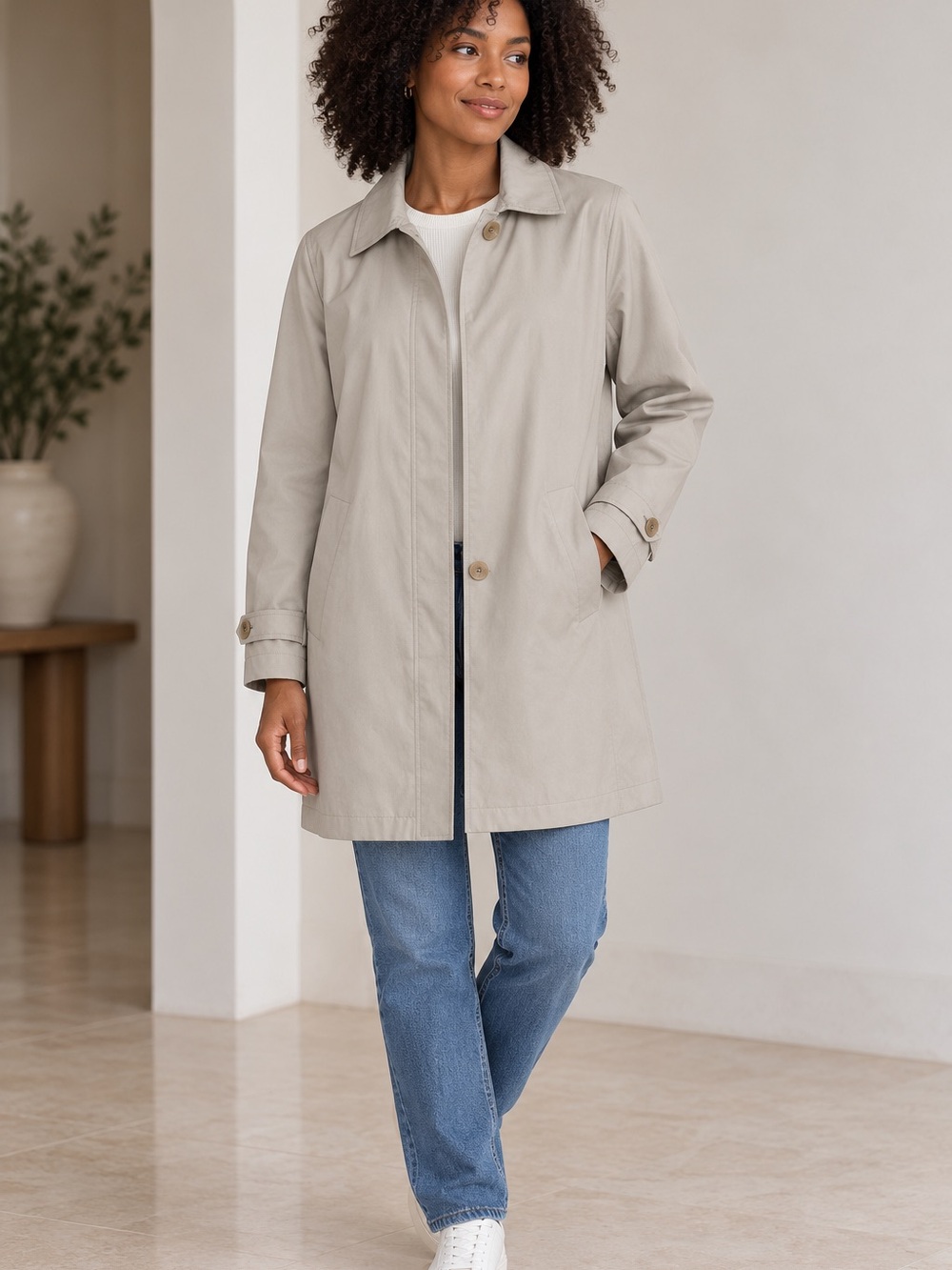 🌤️MAKE OFFER🌤️ Banana Republic Beige Khaki Trench Coat Outdoo Jacket Sz Medium